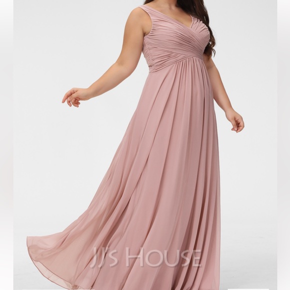 JJ’s House Dresses & Skirts - JJ’S HOUSE DUSTY ROSE Chiffon Bridesmaid Dress Slit Front Side